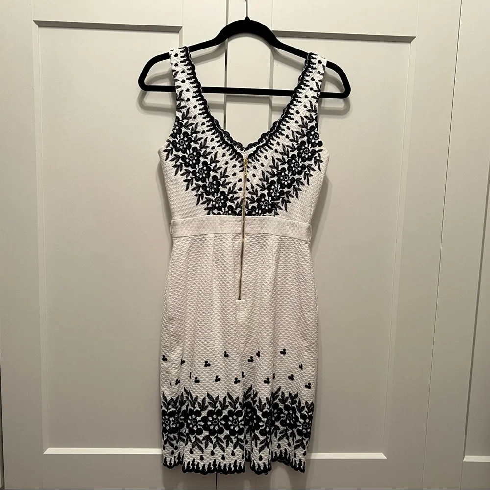 kate spade White Dress with Black Floral Embroidery